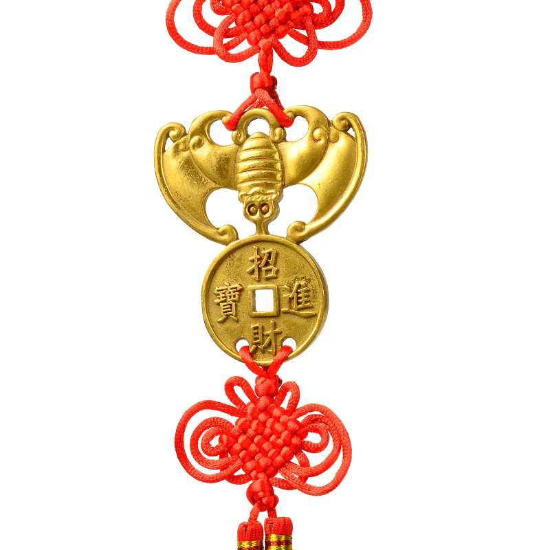 百纳铜福鼠吊金钱挂件小号蝙蝠铜钱摆件
