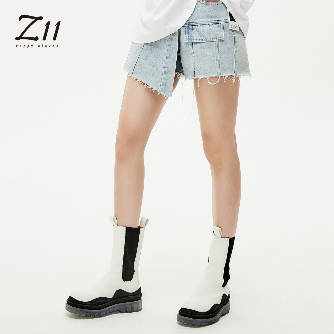 短裤牛仔式阔工装腰头一字新款商场夏新款2021休闲裤