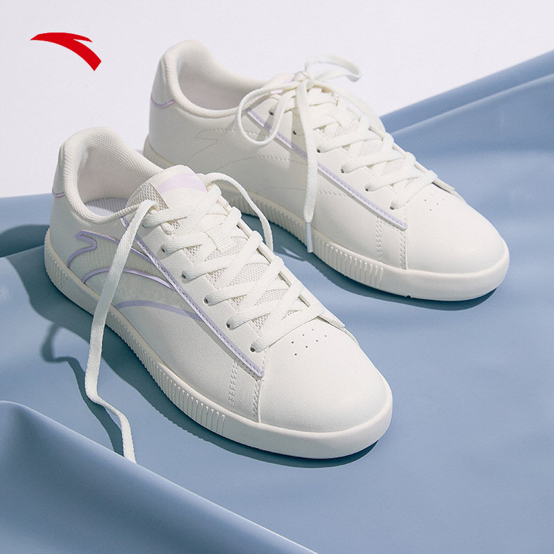 安踏小白鞋女鞋2022秋季新款平底低帮休闲鞋白色板鞋
