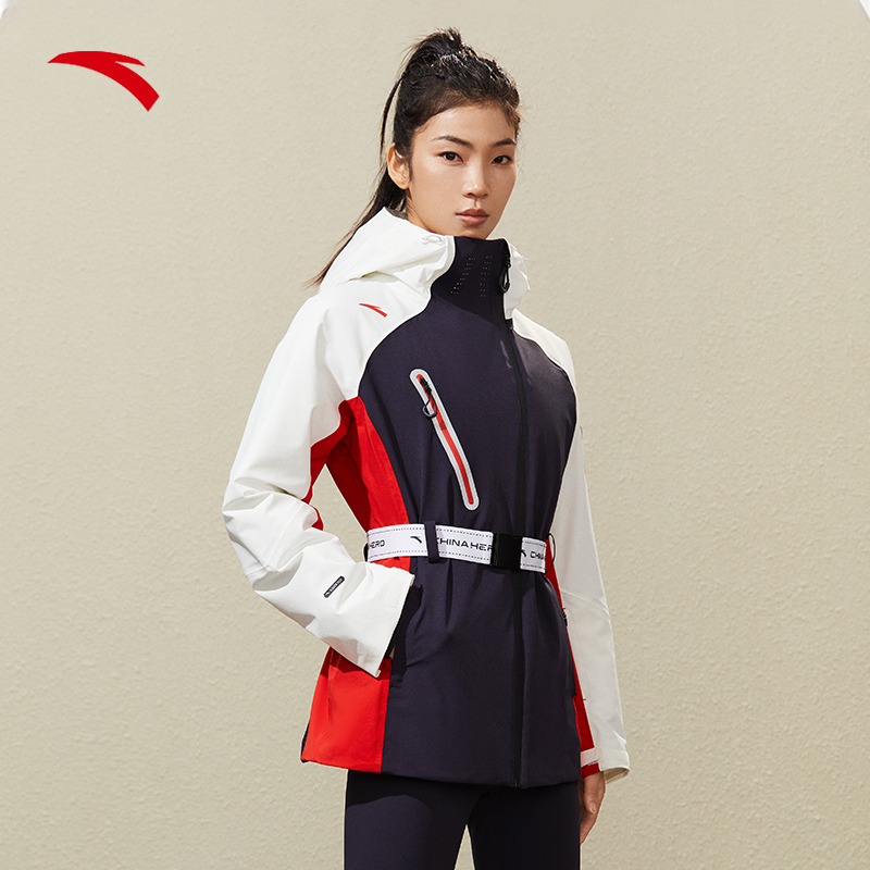 安踏女款外套2022年冬季新款滑雪棉服防水透湿运动茄克