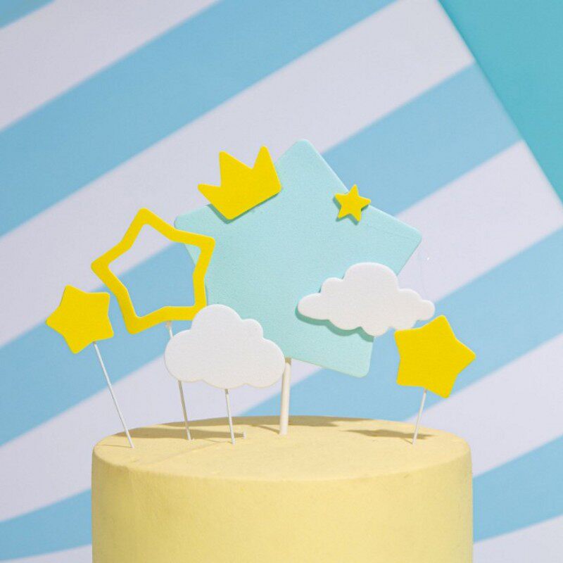 皇冠五角星生日蛋糕装饰插件小王子小公主生日派对烘焙节日装扮用品