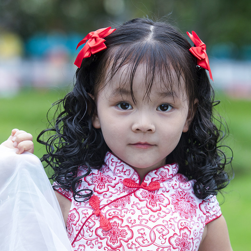 发夹新款儿童假发淑女头饰辫子蝴蝶结小女孩公主假发