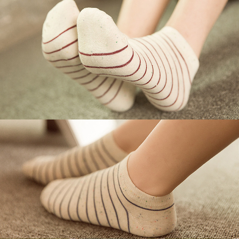 条纹袜子短袜女棉船韩国版浅口低帮可爱短袜