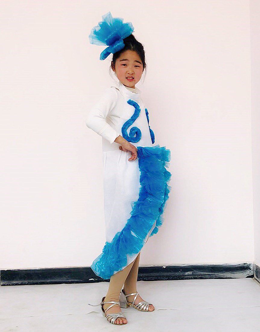 环保演出女童拖尾儿童服装幼儿园diy手工手工制儿童演出服