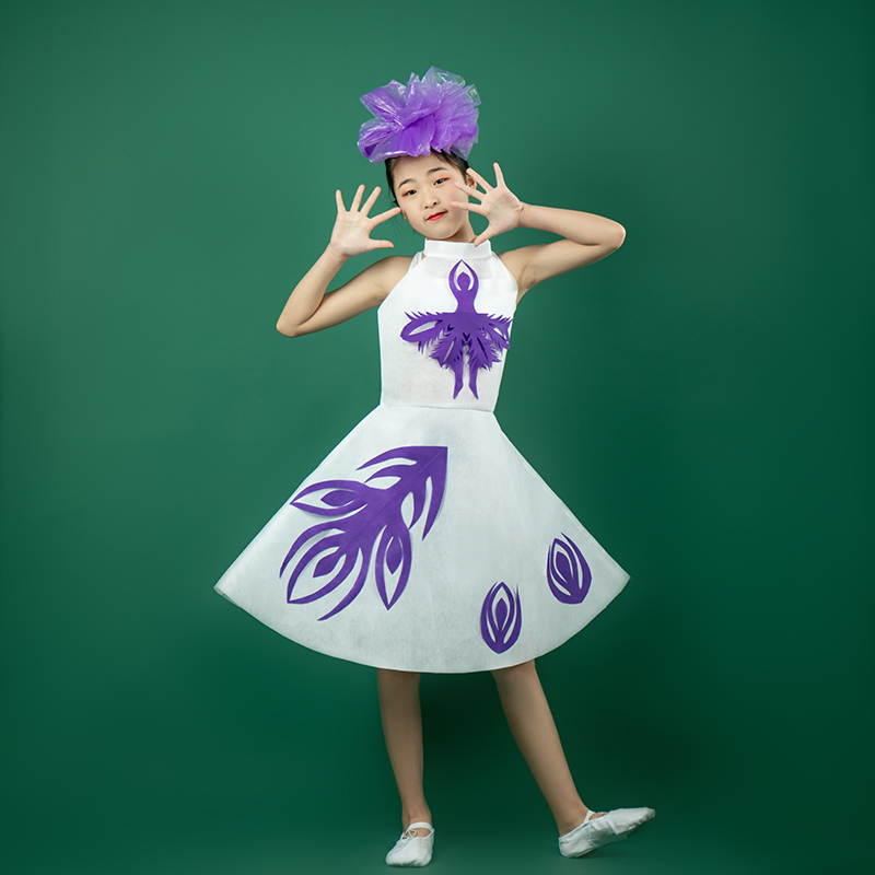 手工环保创意手工制制作时装秀演出服女童舞台走秀儿童演出服