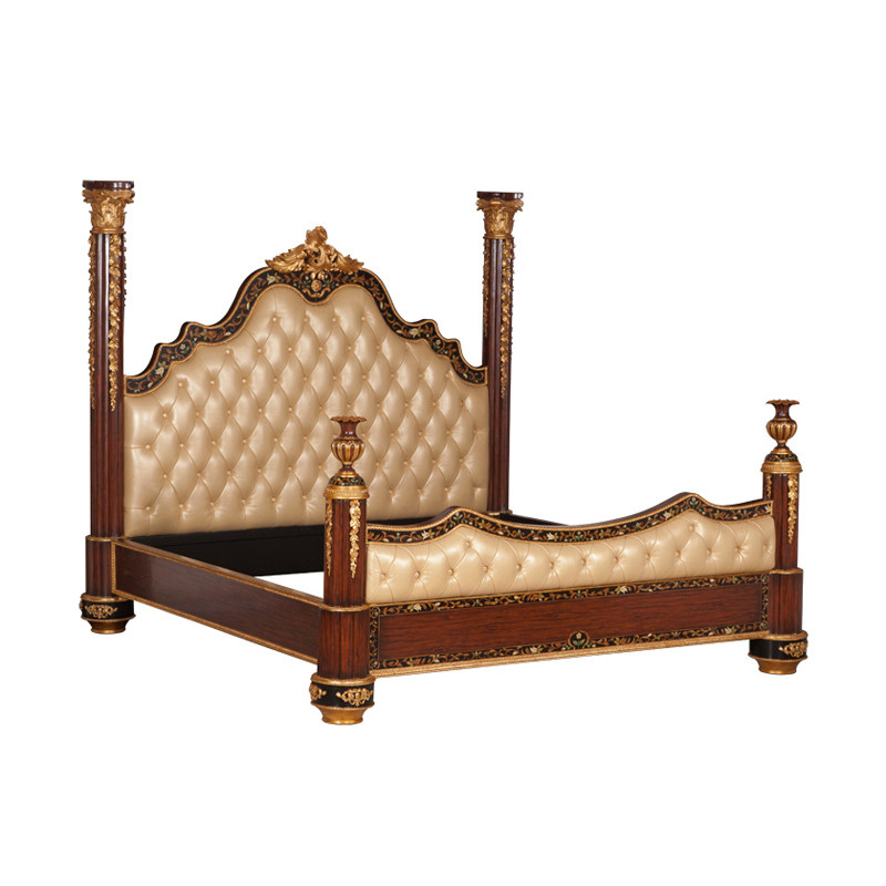 凤凰美居实木彩绘高端双人婚床公爵床主卧大金箔实木床