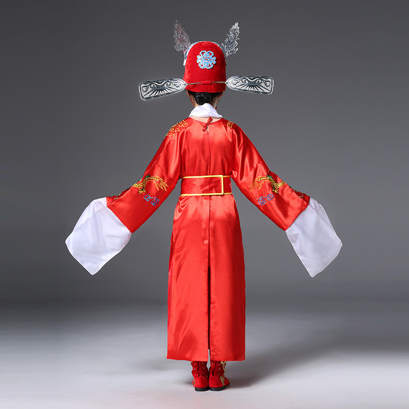 状元古装服装女儿儿童男女驸马马戏服迎财神爷儿童演出服