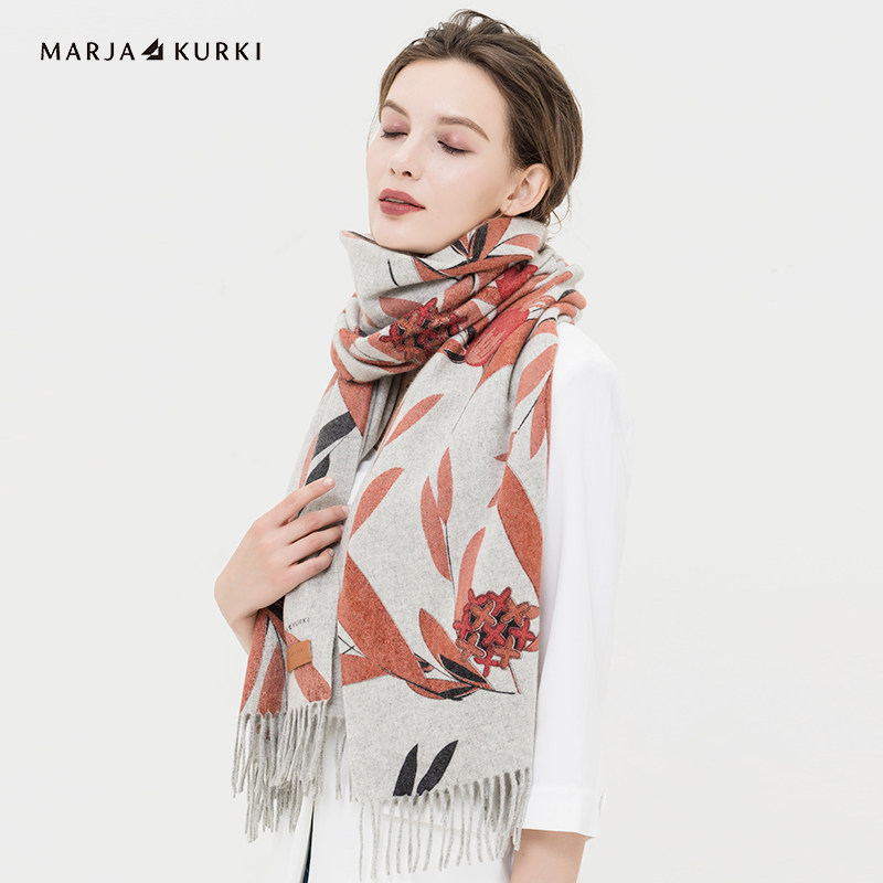 marjakurki玛丽亚古琦羊绒围巾春秋印花保暖冬季女男百搭围巾