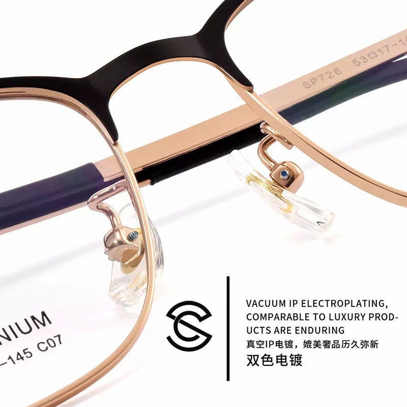 serova施洛华sp726商务眉框男眼镜架韩版纯钛纤黑框大牌眼镜架