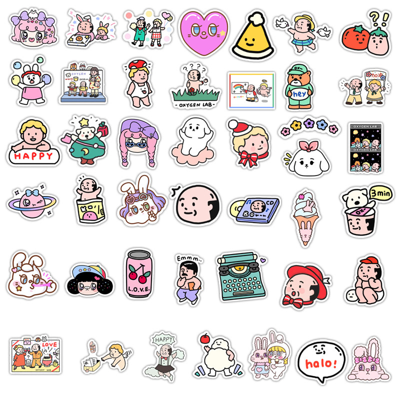 43张mini韩国卡通少女涂鸦笔记本电脑贴纸手帐手机壳手机贴纸