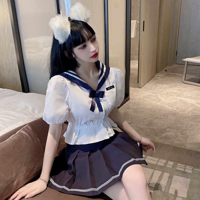 jk风海两件百褶裙衬衫海军学院制服服装工作服时尚套装