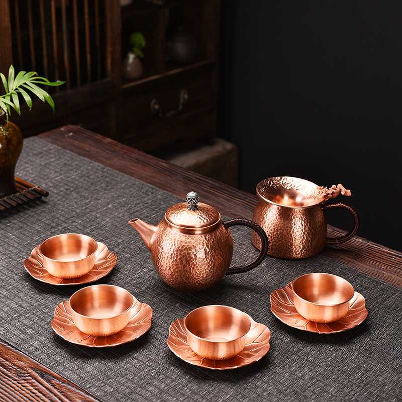 铜壶紫铜公道泡茶铜杯分茶器家用礼盒盒装套装茶壶