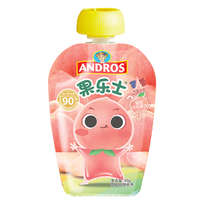 果乐士吸吸冻果汁果冻蜜桃菠萝90g2支装水果
