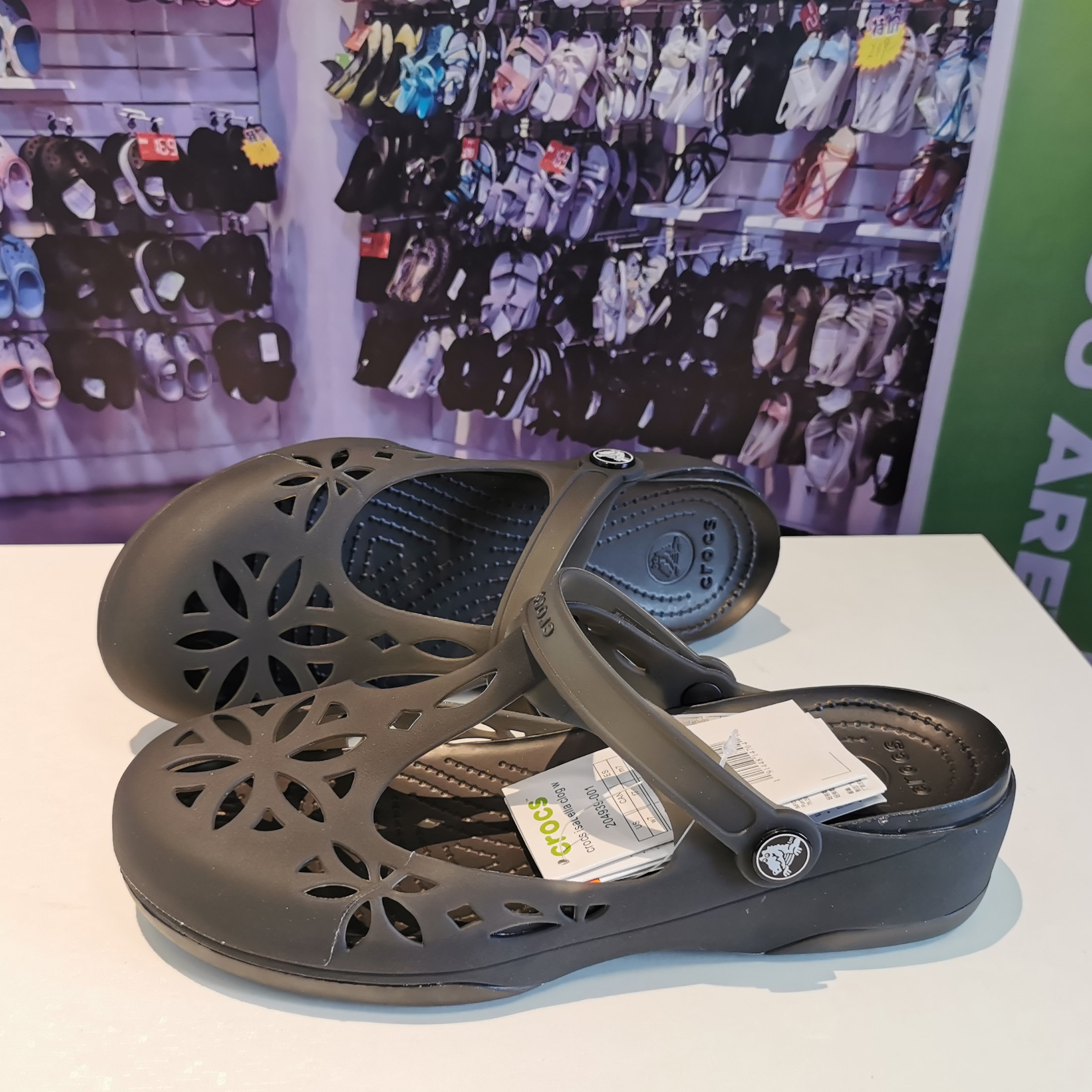 crocs凉鞋玛丽珍洞洞鞋女鞋伊莎贝拉卡骆驰坡跟软底沙滩鞋204939