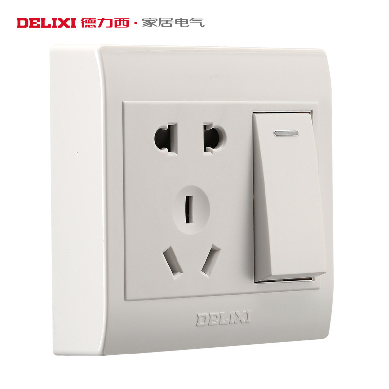 德力西明装插座带开关一开双控五孔家用超薄面板明线盒1开双联5孔