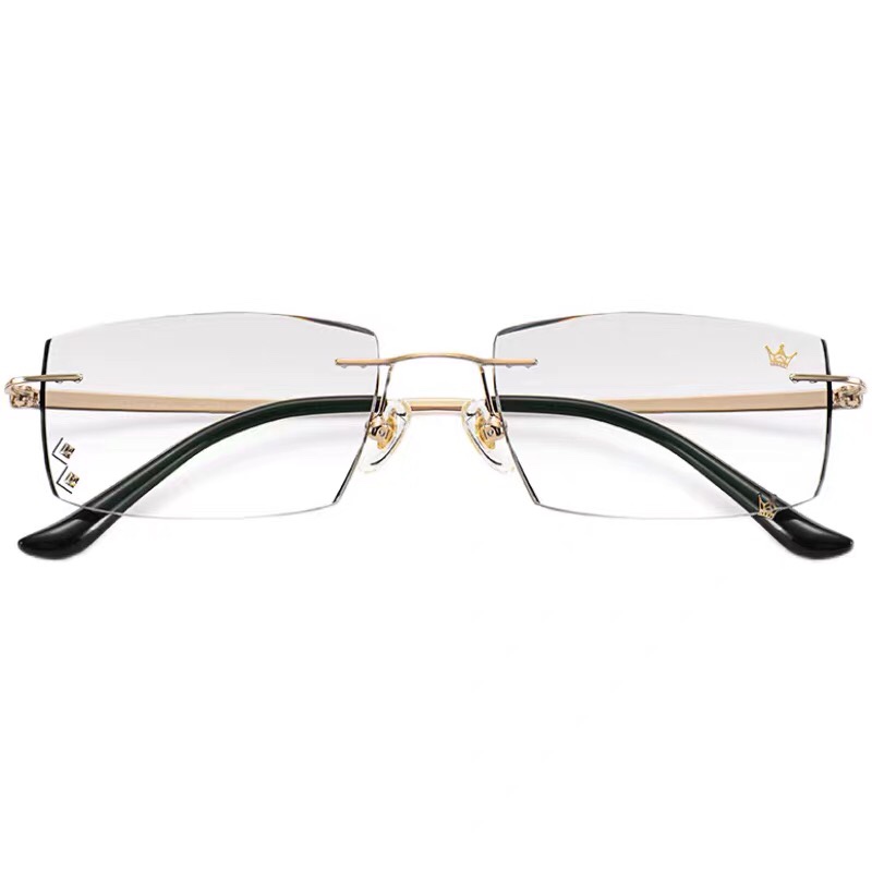 新款万金宝w772时尚钻石切边眼镜男士商务无框定制成品光学镜