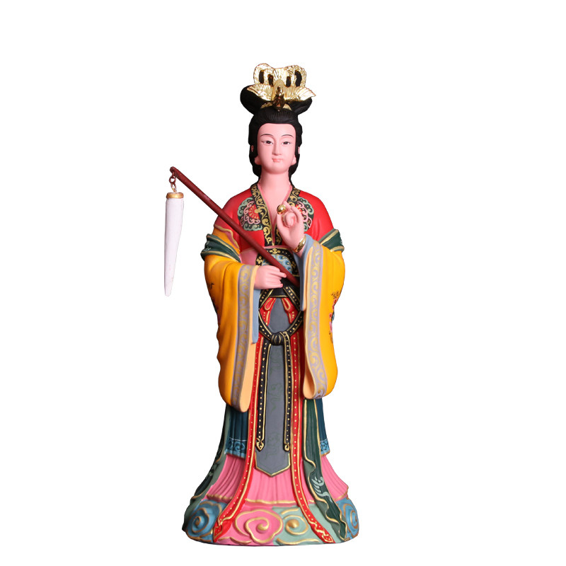 泰山圣母送子眼光碧霞元三霄奶奶极彩树脂佛像摆件