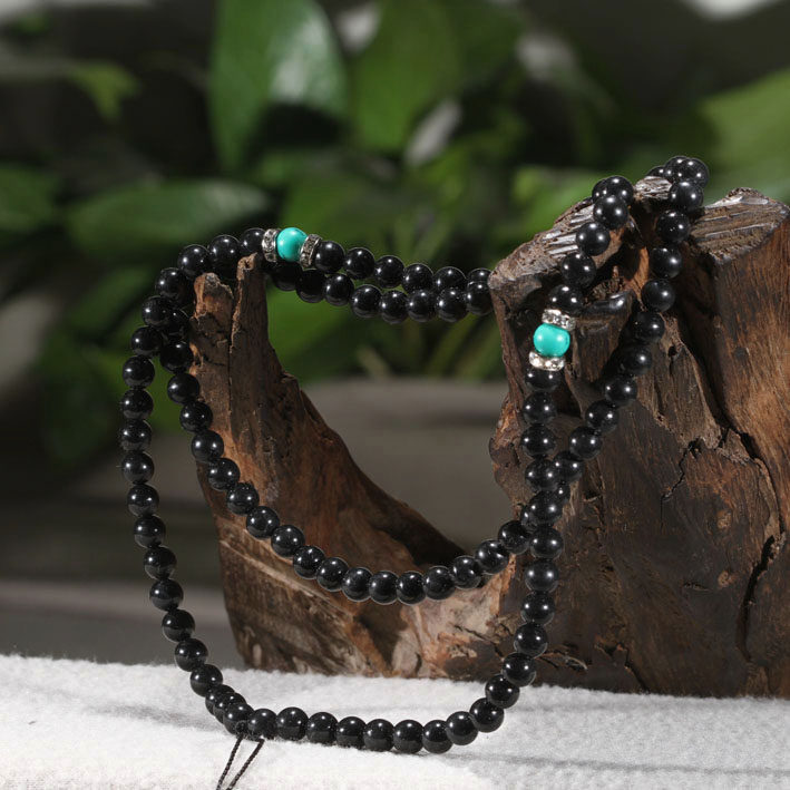 方言和田玉放巨漏精品珍稀名品墨玉6mm圆珠手饰