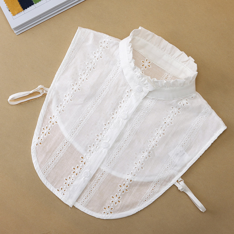 假领子女百搭衬衫纯棉装饰荷叶边假衣领白色假领