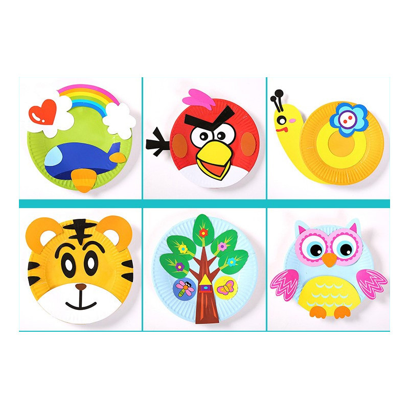 盘子幼儿园彩色纸盘手工手工制制作材料一次性蛋糕手工创意粘贴类