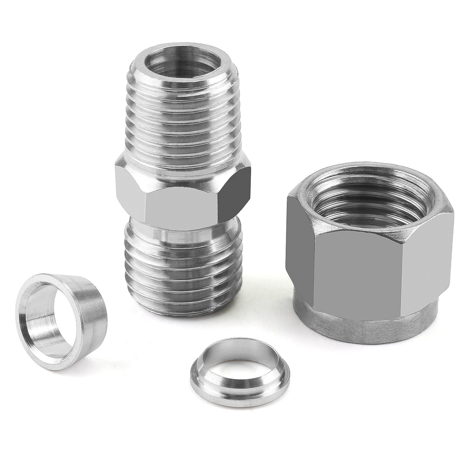 16mm4分卡8不锈钢卡套终端螺纹直通接头英制管zg1