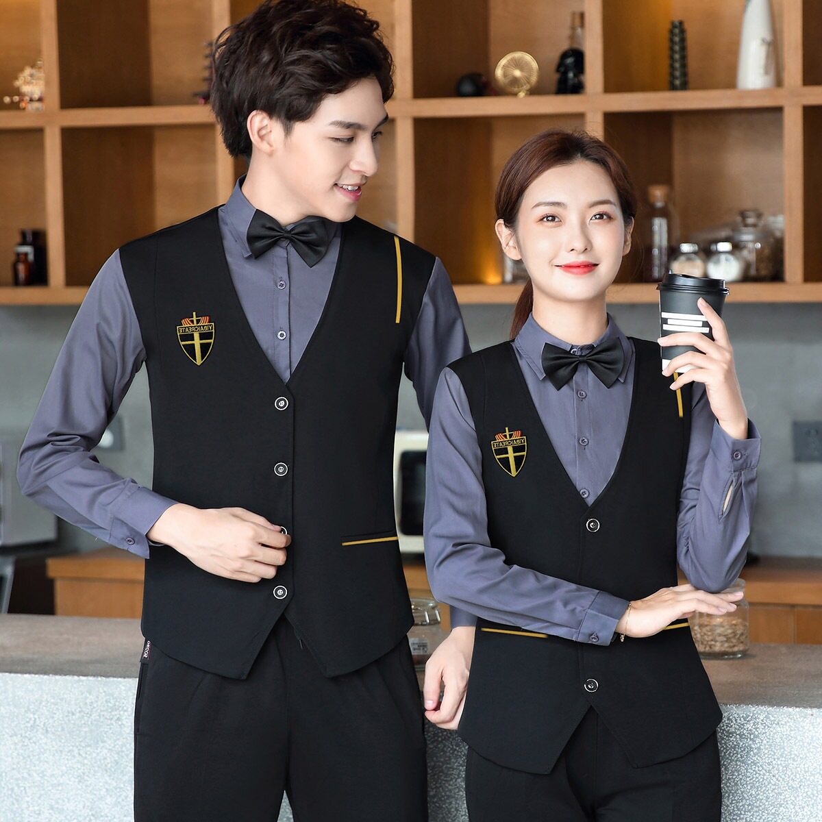 酒店ktv餐饮酒吧工作服女长袖中西餐厅火锅饭店服务员工装秋冬装