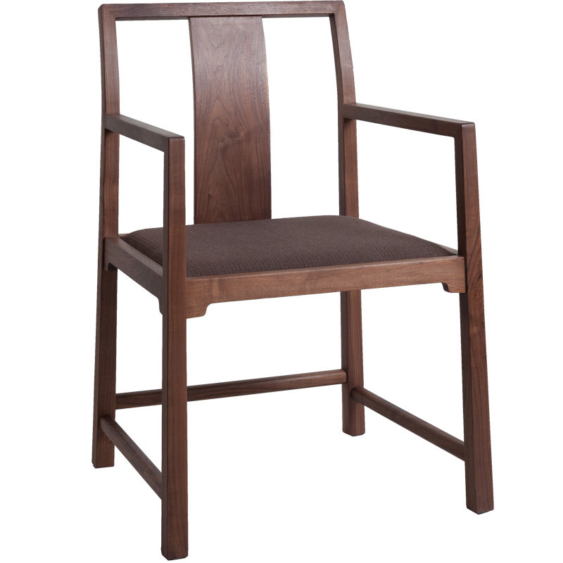 三山一舍新中式餐椅现代中式黑胡桃实木椅子正姿靠背椅学生书桌椅