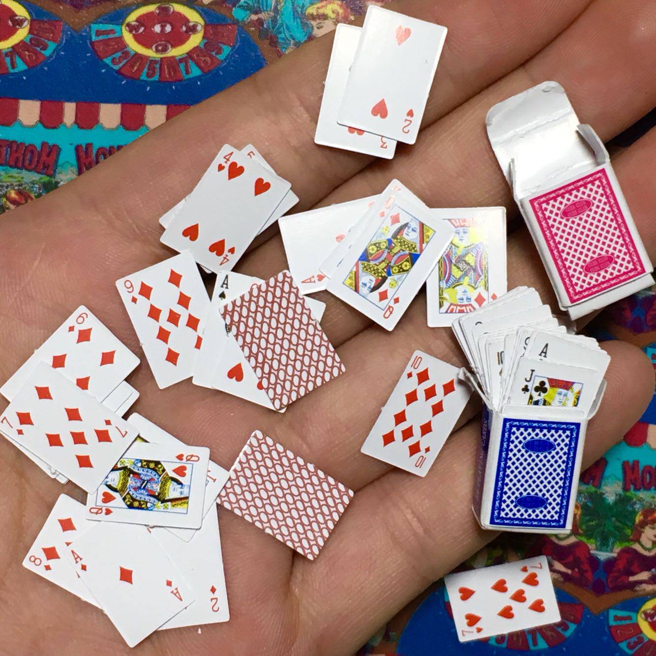 迷你精致扑克牌可爱少女家居装饰摆件扑克