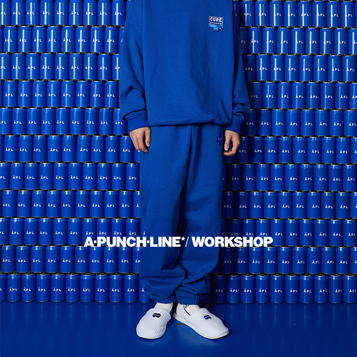 APUNCHLINE国潮原创春夏男女灰色棉宽松束脚长裤卫裤大码克莱因蓝