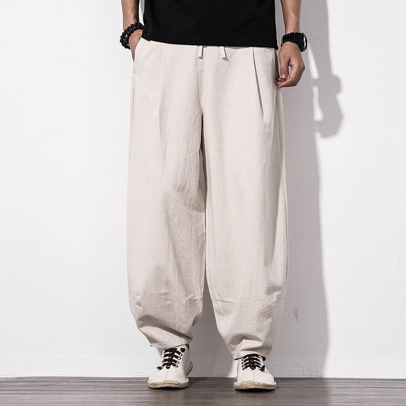 秋季亚麻休闲裤男士宽松灯笼裤民族风裤子太极裤阔腿裤棉麻长裤