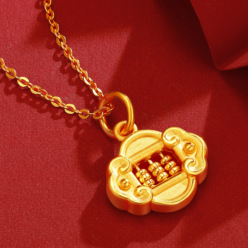 cgc999足金黄金如意算盘吊坠