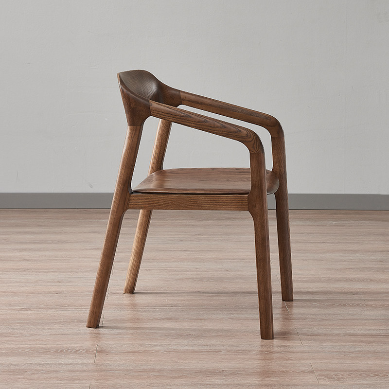 北美黑胡桃木实木餐椅家用北欧真皮靠背椅休闲椅木椅原木餐厅椅子