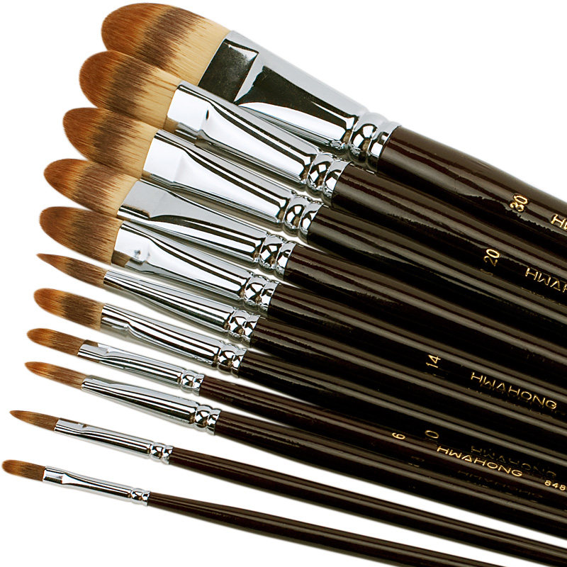 韩国水粉丙烯油画笔头榛果猫舌笔进口画笔毛画笔水粉