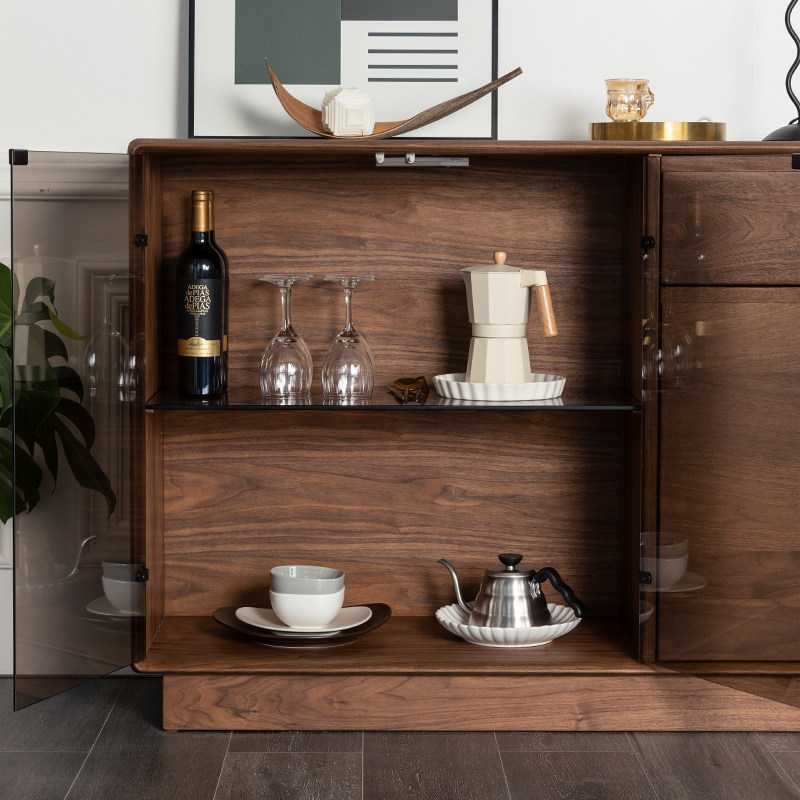 北美胡桃实木餐边柜多用餐厅简约现代收纳北欧餐边柜