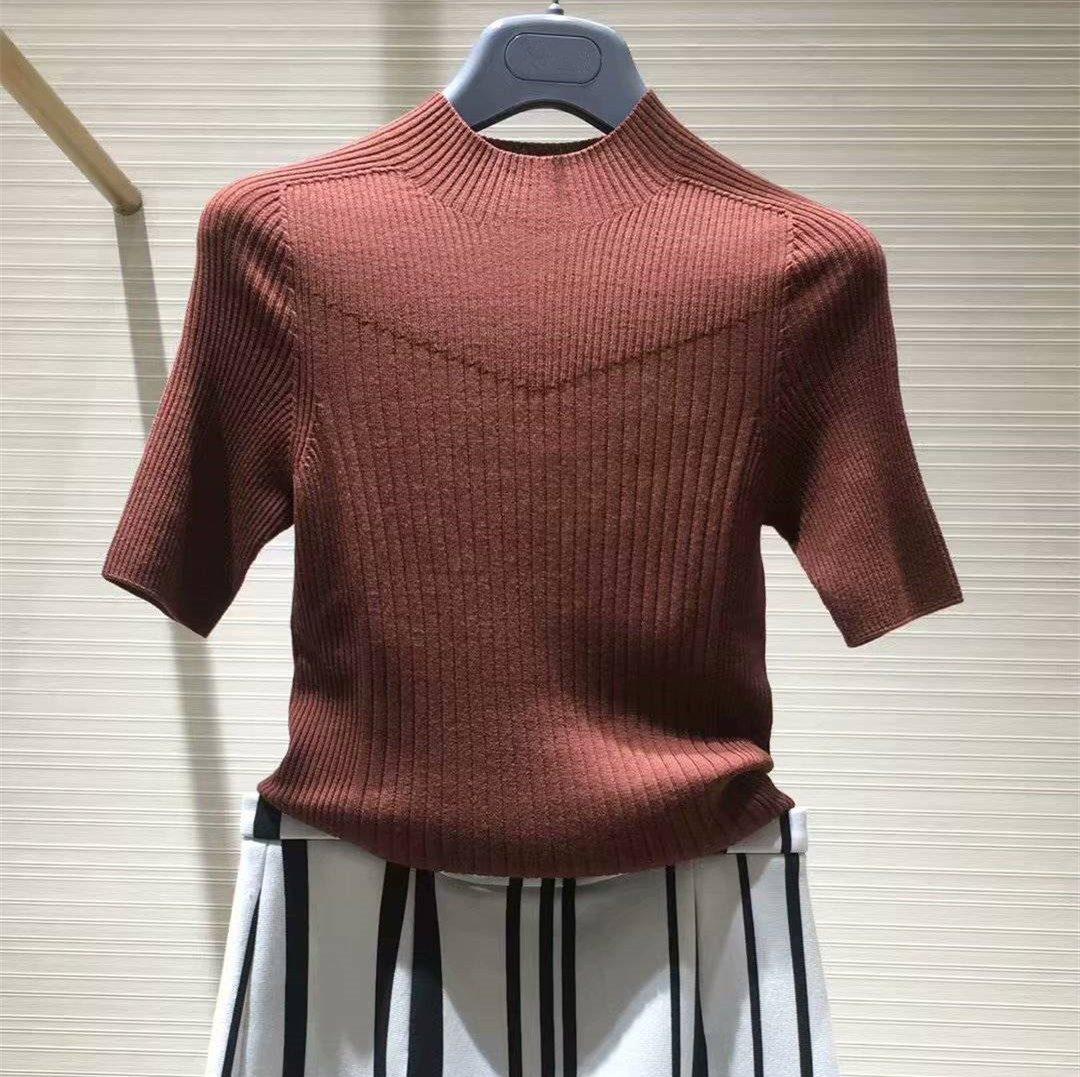 阿玛施新特专柜正品2021夏季新款半高高领修身毛针织衫