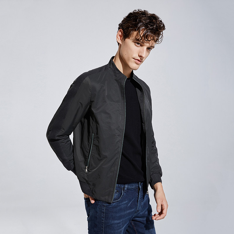劲霸男装夹克2020春季新款立领时尚潮男简洁帅气夹克