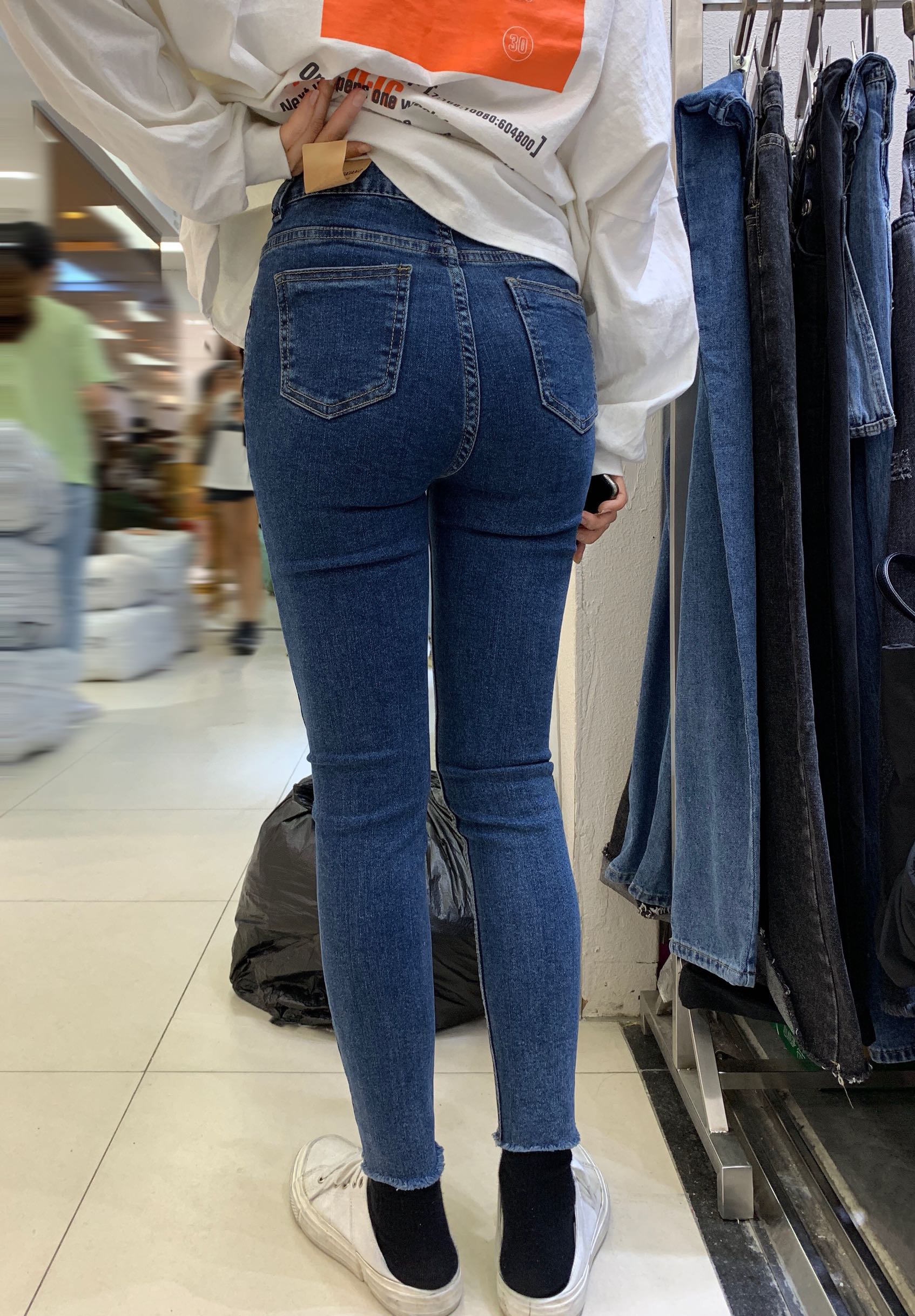 fangguixiang2019秋季新款小脚牛仔裤女韩版磨边修身显瘦长裤牛仔裤