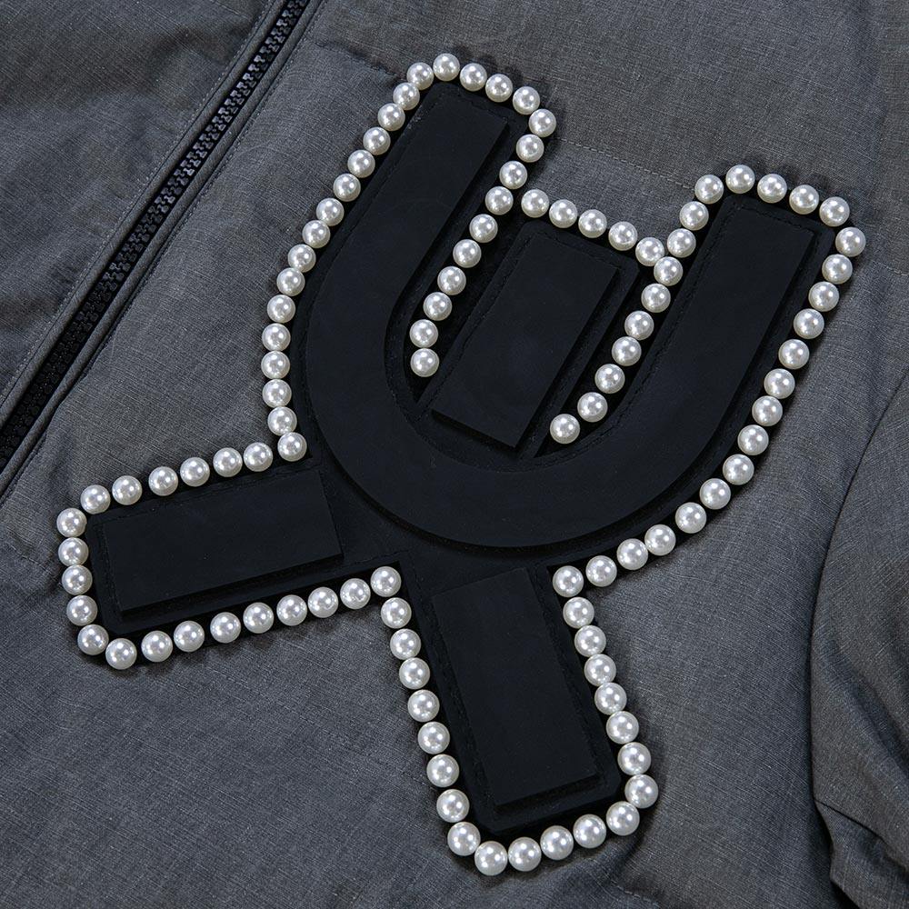 uooyaa乌丫2021冬季新款正品水洗复古大logo钉珠有趣时髦羽绒服