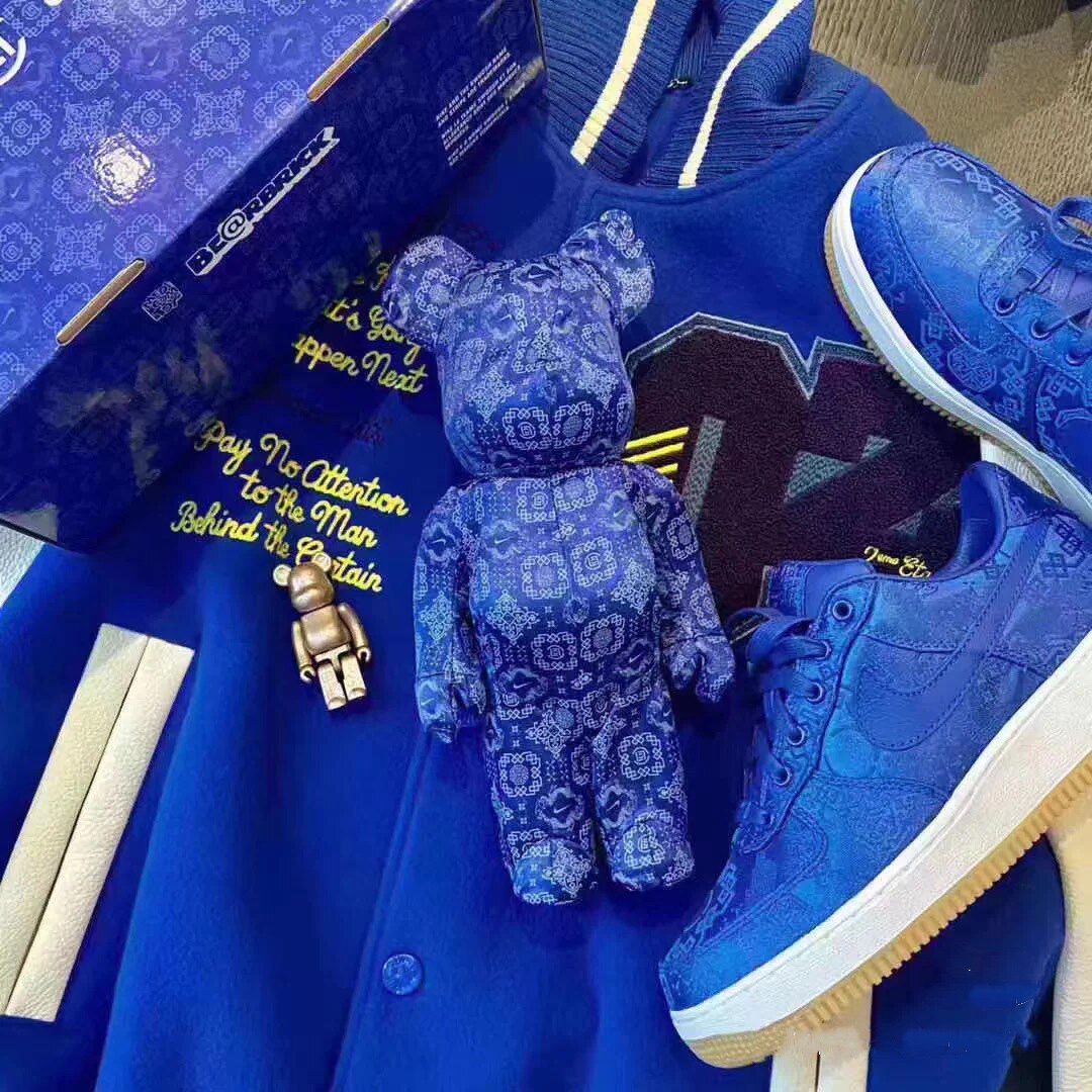 bearbrick400丝绸陈冠希联名积木熊千秋公仔暴力熊摆件现货潮玩盲盒