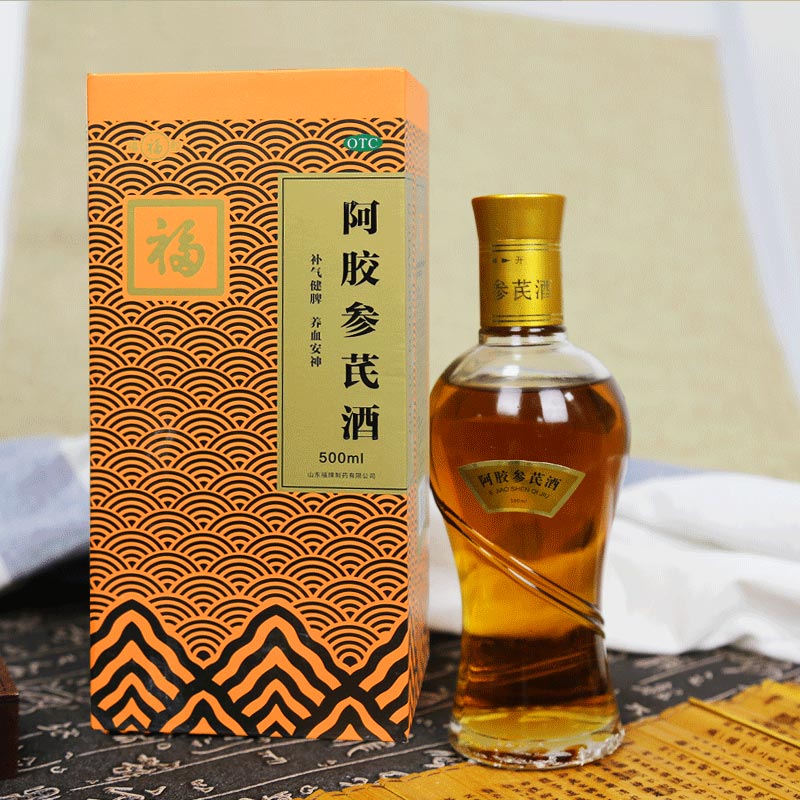 阿胶福胶福牌参芪人参黄芪药酒500ml补气健脾安神补脑