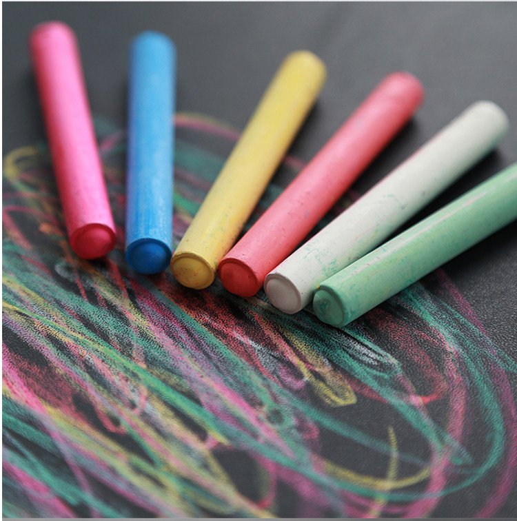 儿童绘画多彩彩色无孔微尘粉笔彩绘画笔玩具粉笔