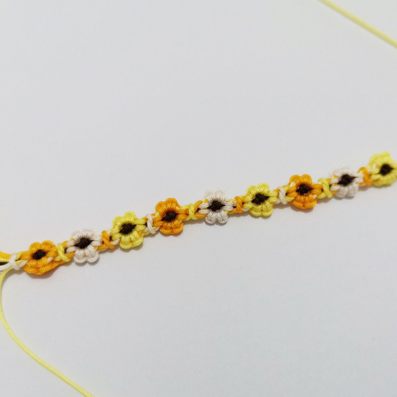 渐变diy学生包学生材料编织小花玉线手工diy手链