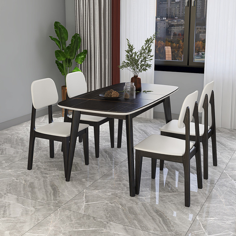 餐桌太子家居轻奢岩板伸缩桌椅组合现代简约折叠岩板餐桌