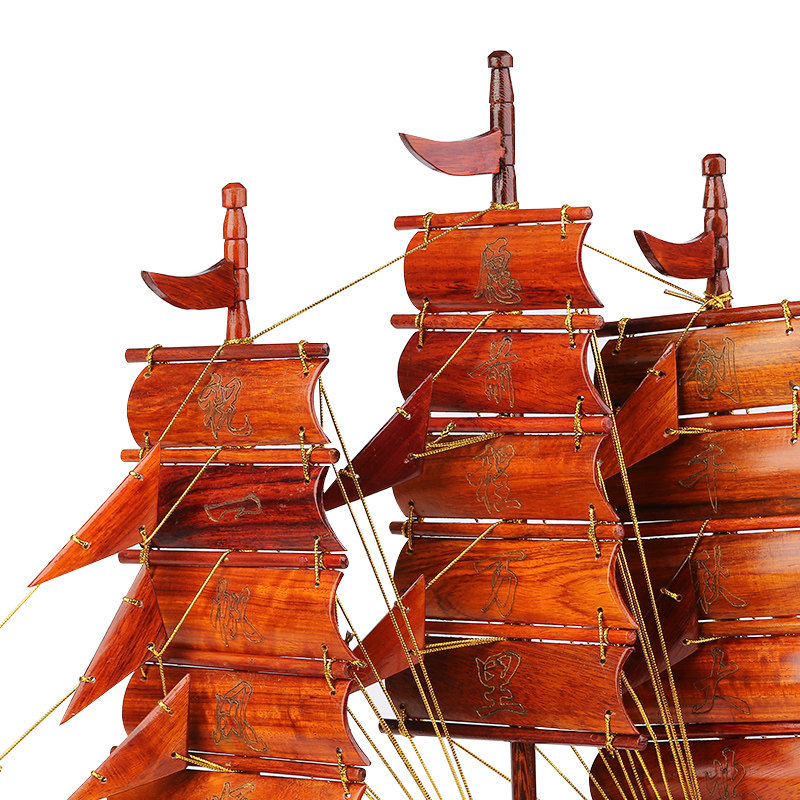 红木工艺品龙船一帆风顺帆船模型摆件实木木质风水工艺船