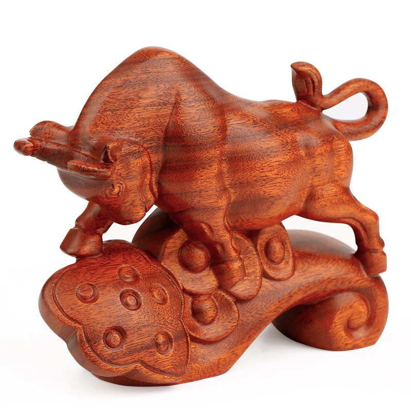 红木雕刻工艺品实木木质客厅装饰品摆件十二生肖牛马木雕