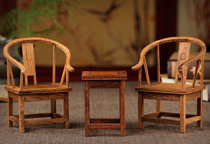 f雅轩斋 微缩家具 红木工艺品 鸡翅木圈椅 新款 仿明清家具模型