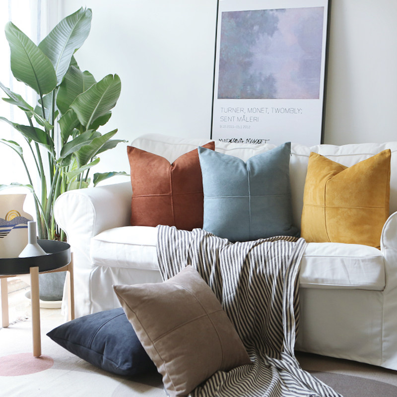夏季沙发抱枕纯色轻奢绒抱枕套简约北欧客厅靠垫