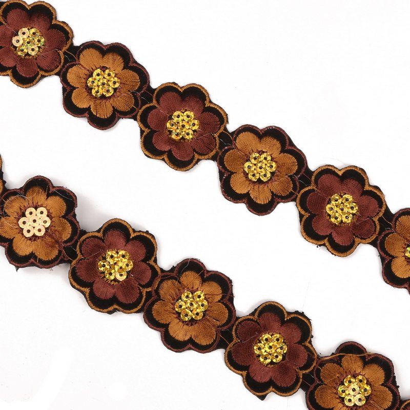 彩色刺绣花边4cm宽花朵形制作衣服装饰手工diy窗帘线沙发枕套辅料