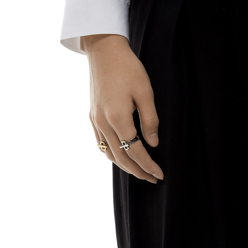 blackhead黑头无性别字母链条钛钢装饰戒指戒指