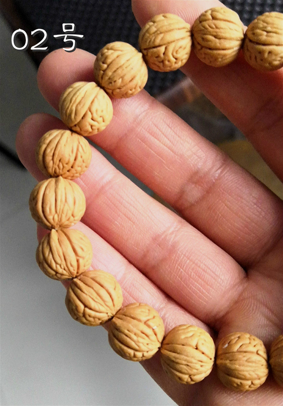 脖挂野生小脑桃核手串正圆矮桩尺寸108颗定制手串